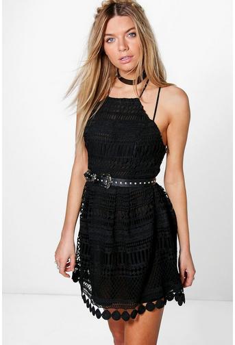 Hayley High Neck Crochet Lace Dress