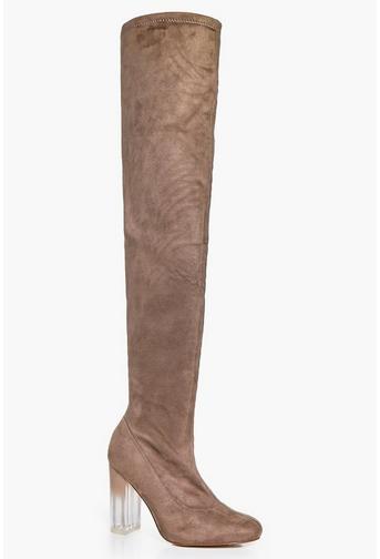 Macy Clear Heel Thigh Boot