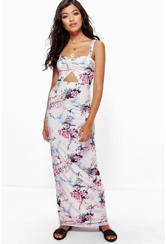 Monique Oriental Cut Out Maxi Dress