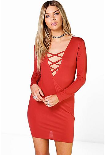 Polly Lace Up Detail Wrap Dress