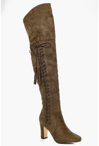 Laura Eyelet Detailed Thigh High Boot
