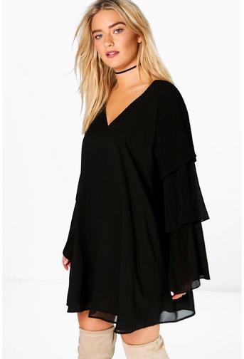 Orla Mini Pleated Frill Detail Shift Dress