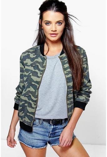 Ruby Camo Denim Bomber Jacket