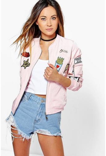 Boutique Amber Badge Bomber Jacket