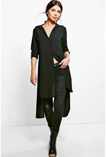 Annie Woven Open Back Longline Shirt