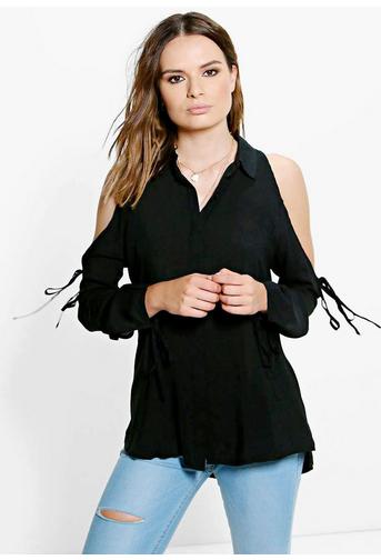 Katie Open Shoulder Longline Shirt