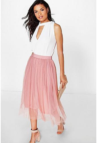 Boutique Aya Tulle Full Midi Skirt