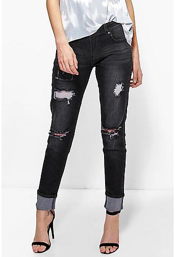 Hannah Mid Rise Lightly Ripped Skinny Jeans