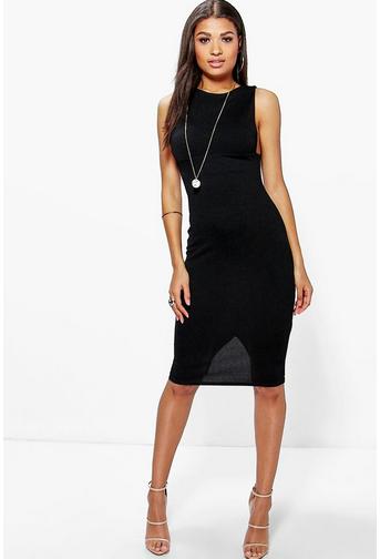 Lucy Low Cut Side Midi Bodycon Dress