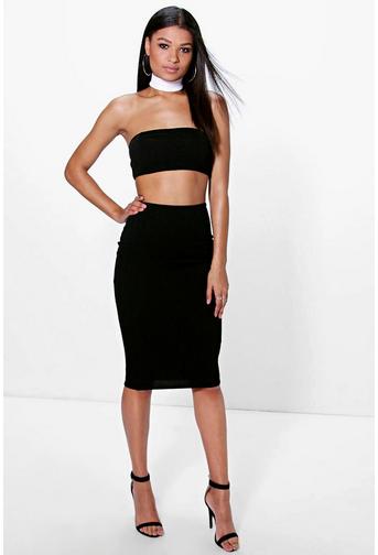 Sinead Contrast Choker Bandeau Midi Dress