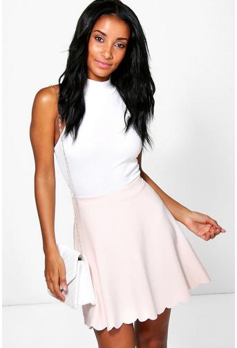 Bella Scuba Scalloped Hem Skater Skirt