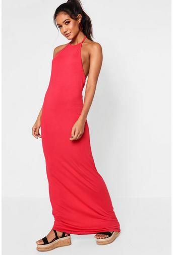 Poppy Basic Halterneck Maxi Dress
