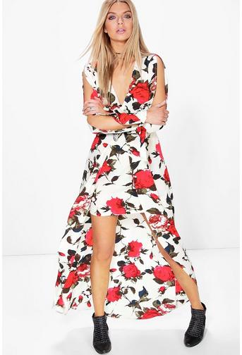 Amie Wrap Floral Woven Maxi Dress