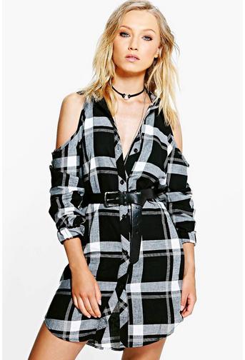 Inna Cold Shoulder Shirt Dress