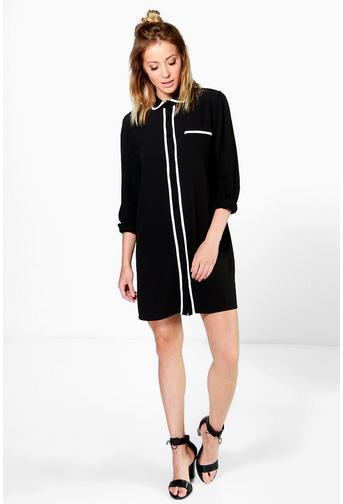 Lorraine Piped Contrast Shirt Dress