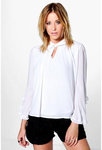Becca Ruffle Sleeve Collared Blouse