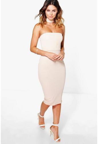 Elli Choker Bandeau Midi Bodycon Dress