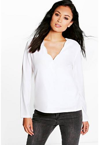 Tara Scallop Edge Wrap Over Blouse