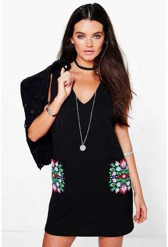 Kassie Cap Sleeve Floral Pockets Shift Dress