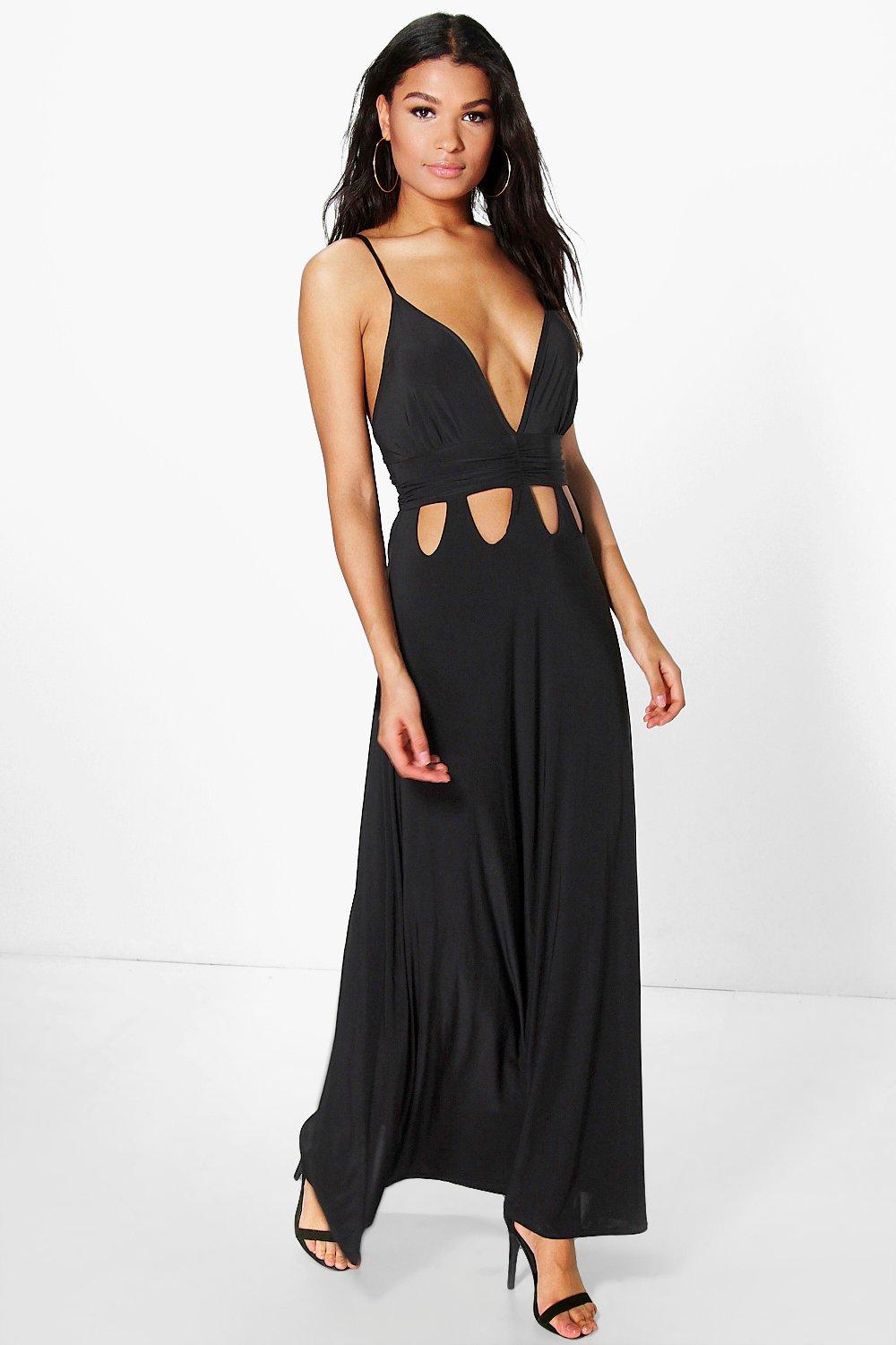 Boohoo Womens Ari Gathered Waist Cut Out Detail Slinky Maxi Dress Ebay 8671