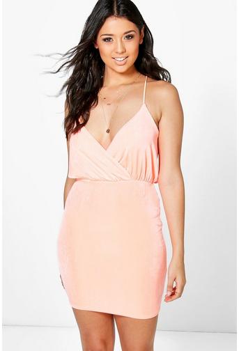 Stassie Drape Wrap Front Strappy Bodycon Dress