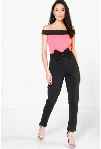 Ellie Bardot Bow Front Skinny Leg Jumpsuit