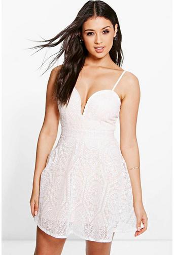 Boutique Dia Organza Lace Skater Dress