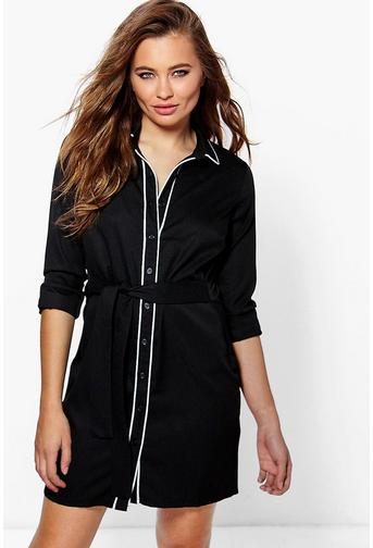 Hayley Contrast Tipped Shirt Dress