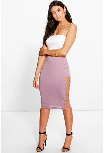 Remi Ladder Side Crepe Midi Skirt