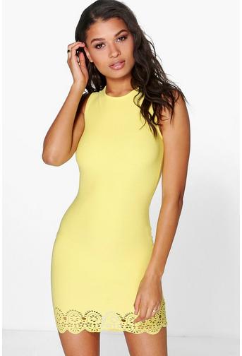 Maia Lazer Cut Hem Detail Bodycon Dress