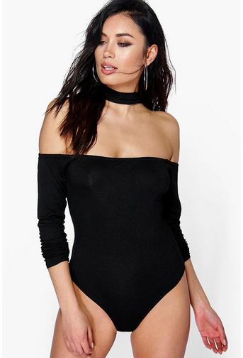 Daisy Choker Neck Longsleeve Bodysuit