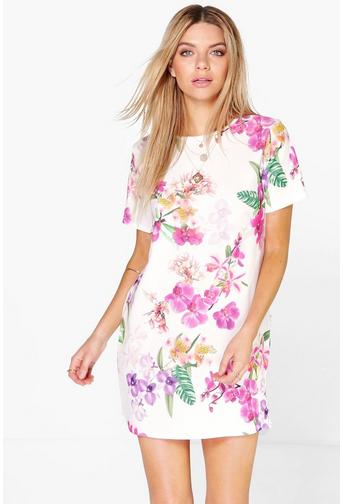 Caroline Floral Cap Sleeve Shift Dress
