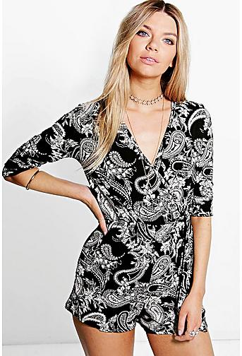 Lura Paisley Wrap Front Playsuit