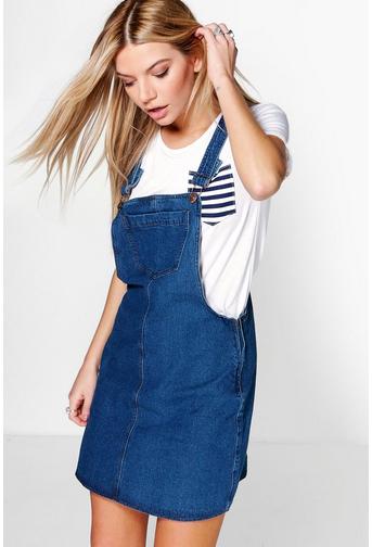 Laura Pinafore Skater Style Denim Dress