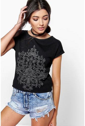 Evie Embellished Puff Print Tee