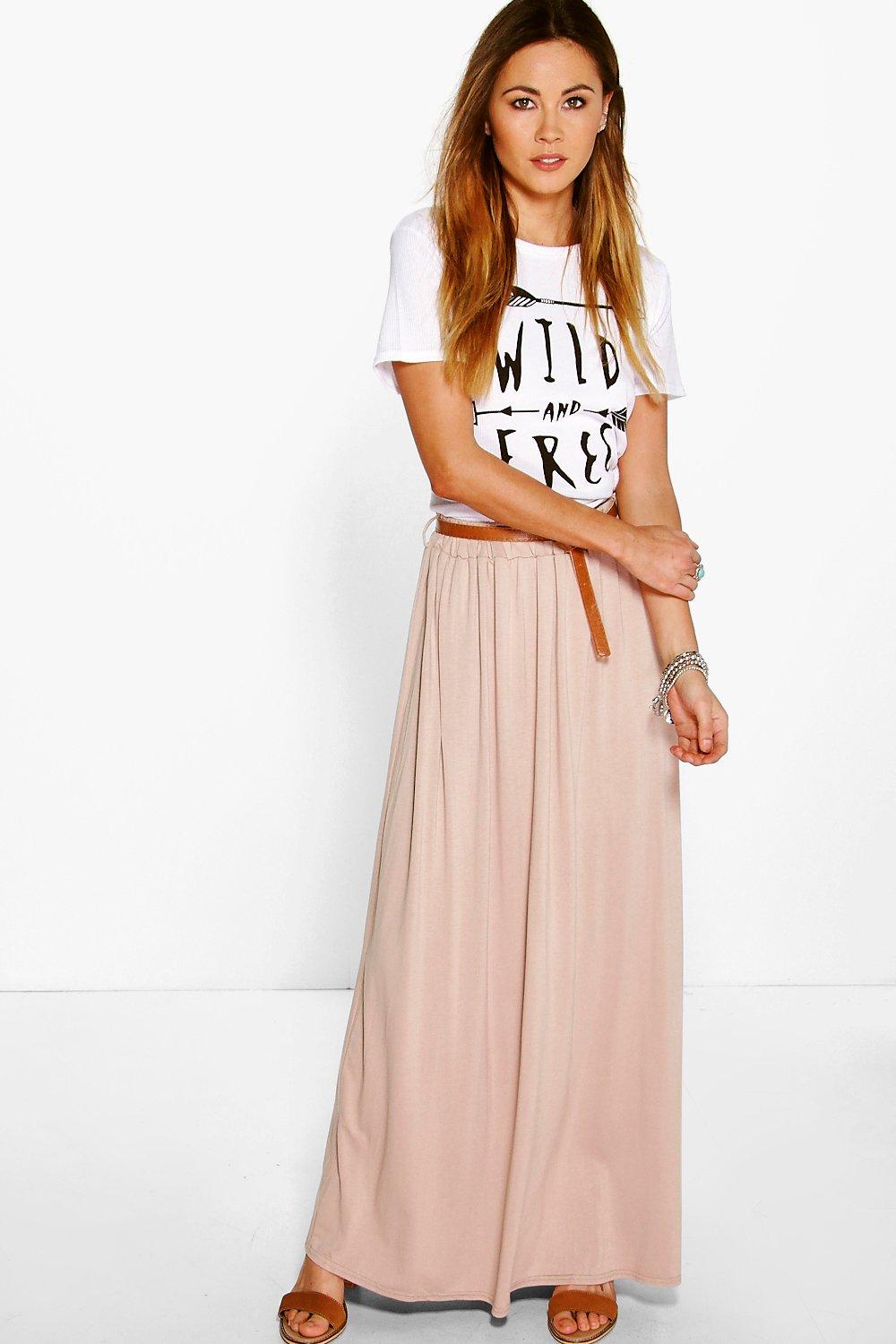 belted open front maxi skirt