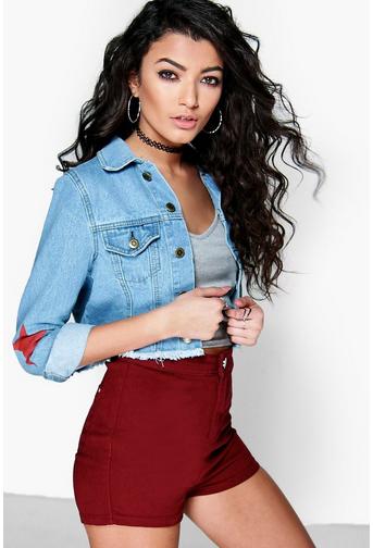 Emily High Waisted Denim Tube Shorts