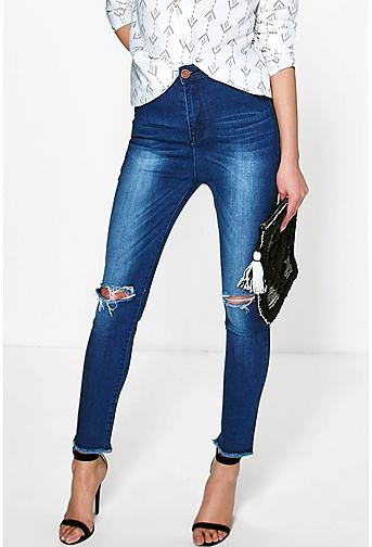 Helen High Rise Busted Knee Skinny Jeans!