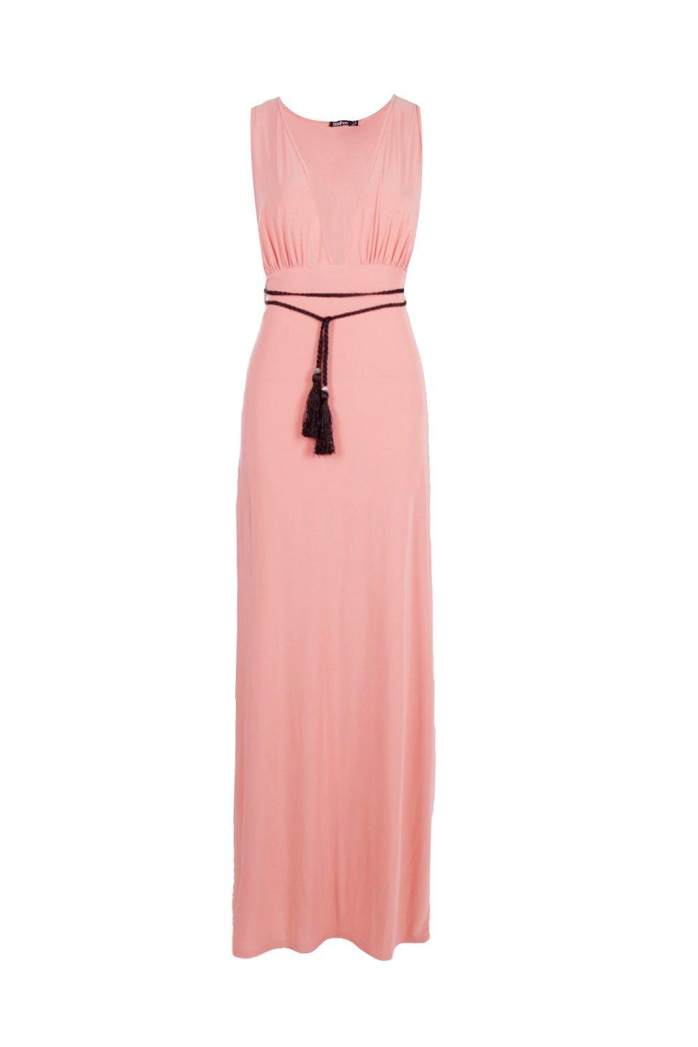 Boohoo Womens Henrietta Rope Tie Maxi Dress