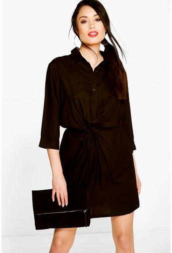 Ella Twist Front Sleeveless Shirt Dress