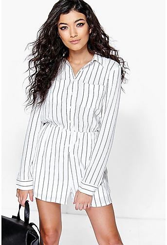 Ada Striped Shirt Style Playsuit