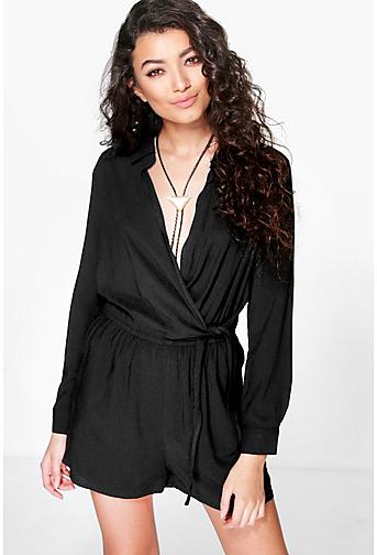Callie Shirt Style Tie Side Playsuit