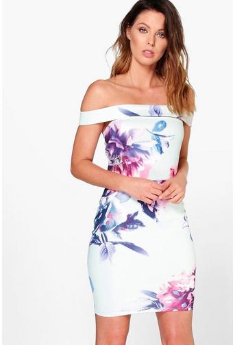 Kyle Floral Off The Shoulder Bodycon Dress