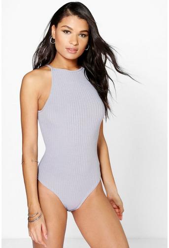 Lucy High Neck Sleeveless Rib Knit Bodysuit