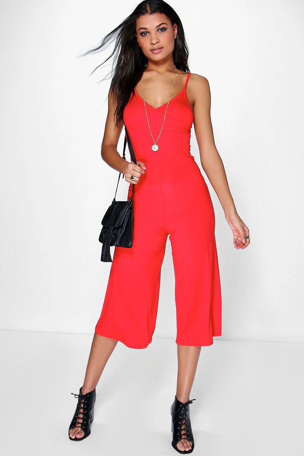boohoo red jumpsuit