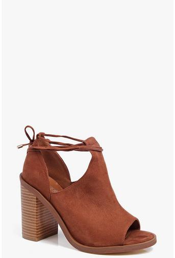 Eva Peeptoe Wrap Strap Block Heel Shoe Boot