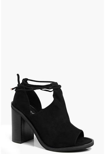 Ava Peeptoe Wrap Strap Block Heel Shoe Boot