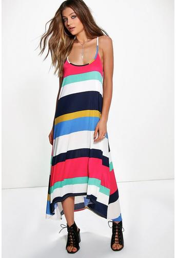 Cindylou Stripe High Low Midaxi Dress