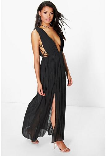 Boutique Tama Pleated Strappy Side Maxi Dress