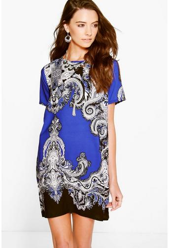 Christina Paisley Border Print Shift Dress